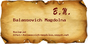 Balassovich Magdolna névjegykártya